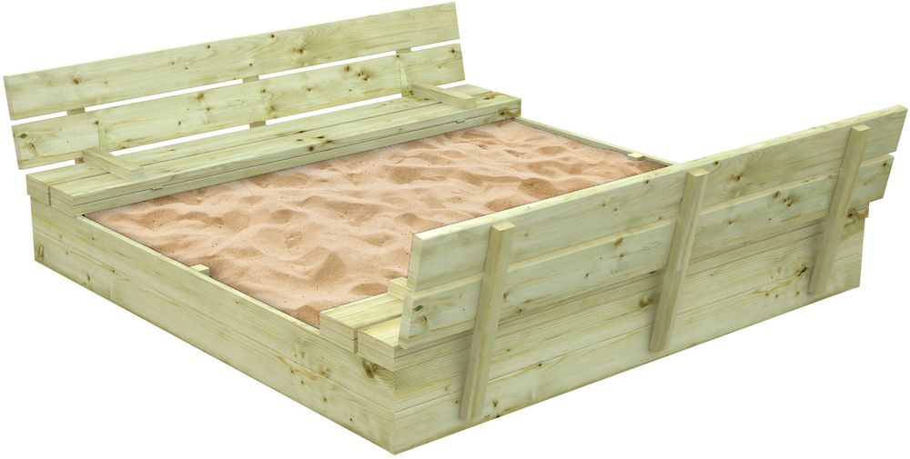 Sandkasse Sandy 16 med lokk - Gr�nn dyptimpregnert