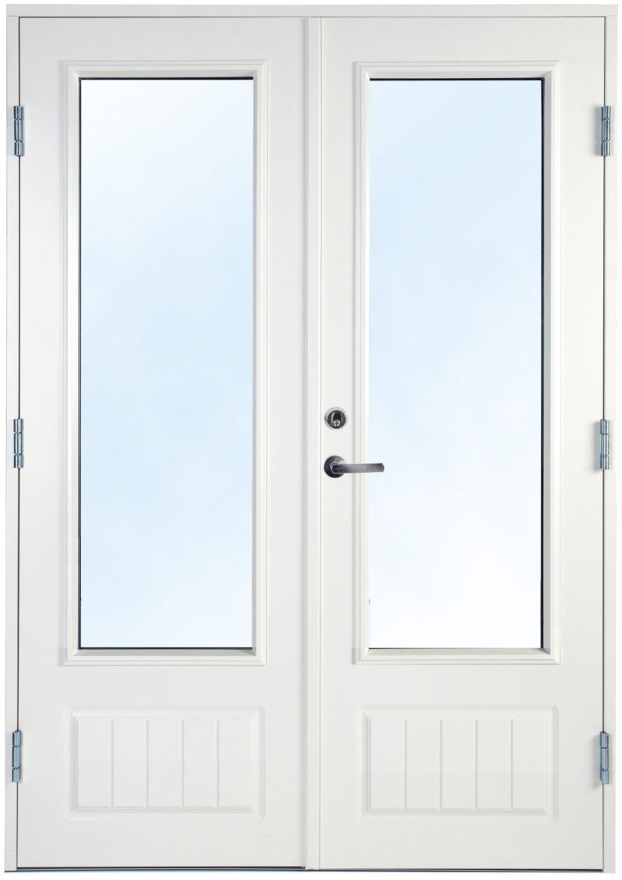 Doble terrassed�r med klarglass - Brystningsh�yde 500 mm + Karmskruepakke