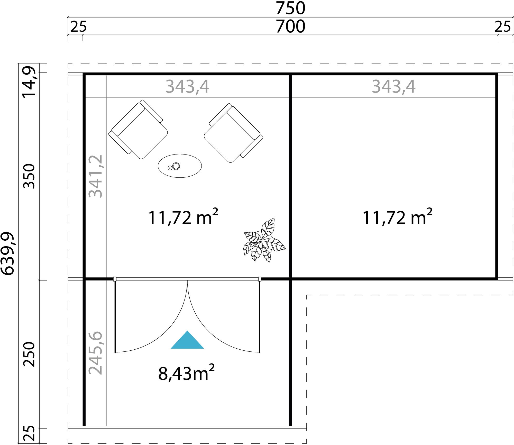 Attefall hus Bravo B - 24,5 m² Attefall hus Bravo B - 24,5 m²