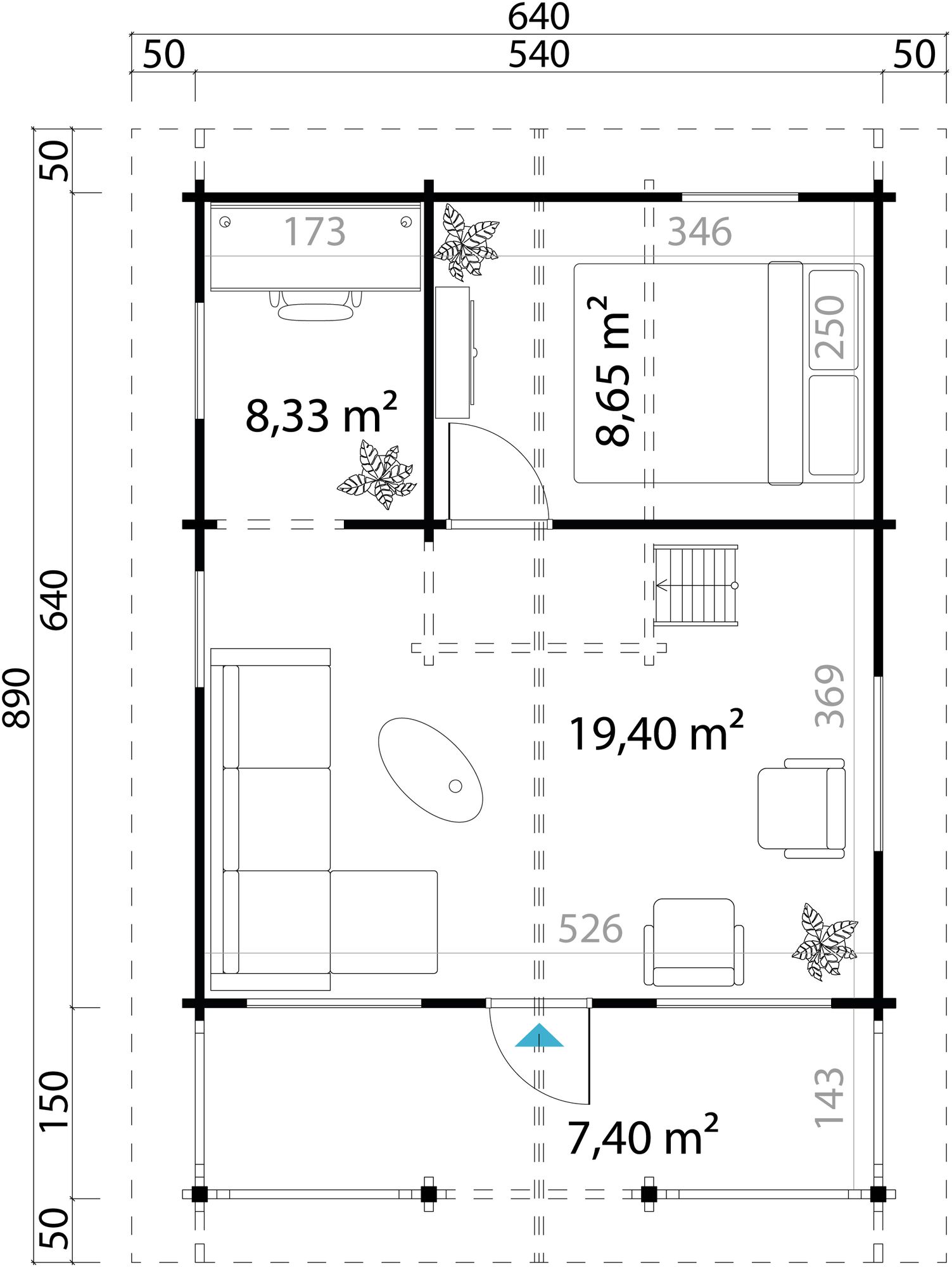 Feriehus Ivar B - 36,9 m² Feriehus Ivar B - 36,9 m²