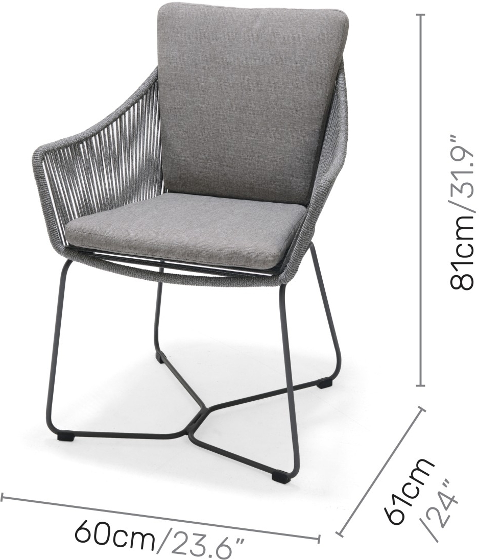 Livsstil Hage Opal utegruppe med 220 cm langt spisebord og 6 spisestoler - Gr� / Tau