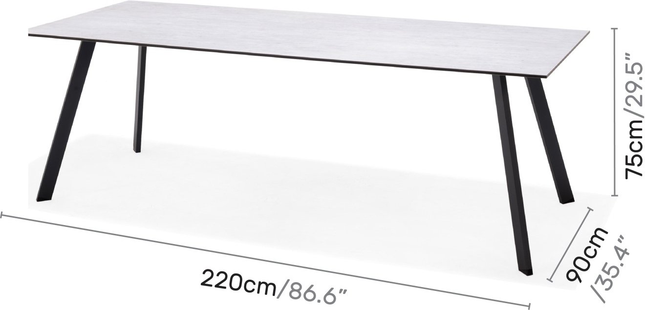 Livsstil Hage Opal utegruppe med 220 cm langt spisebord og 6 spisestoler - Gr� / Tau