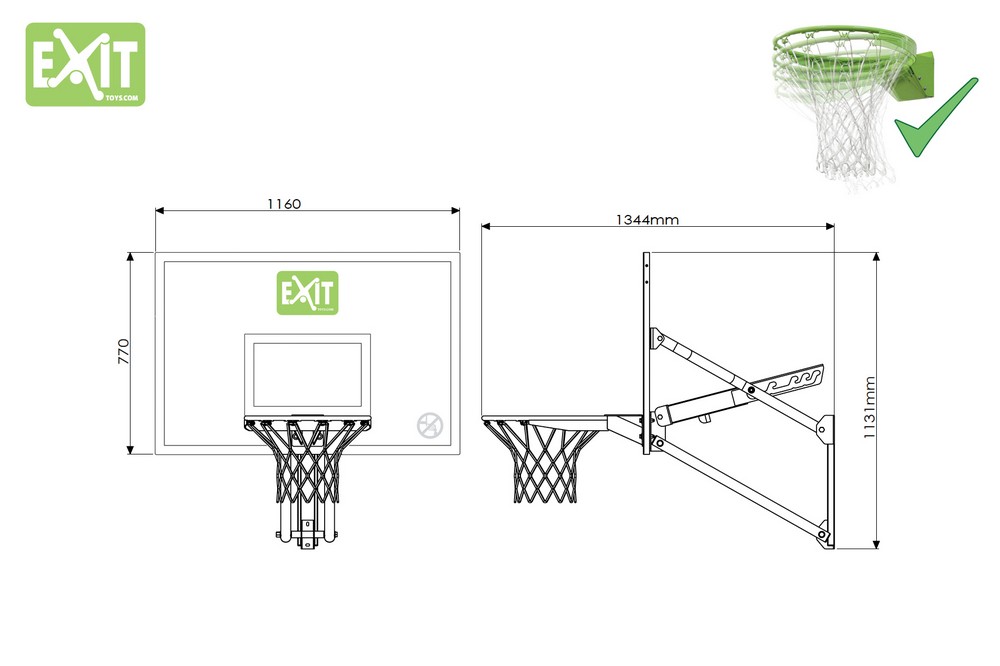 Galaxy basketballkurv med utst�ende veggmontering - Dunkbar