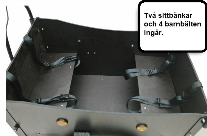 Lastesykkel med sort kasse - 250W + Reflekterende sele Lastesykkel med sort kasse - 250W + Reflekterende sele