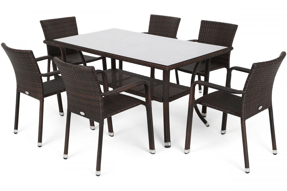 Spisegruppe Sumba bord + 6 stoler - Brun Spisegruppe Sumba bord + 6 stoler - Brun