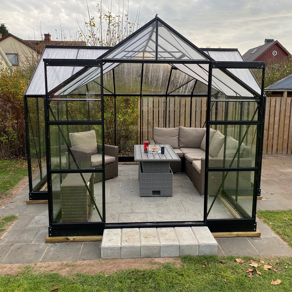Drivhus Saturnus med herdet glass - 12,8 m² Drivhus Saturnus med herdet glass - 12,8 m²