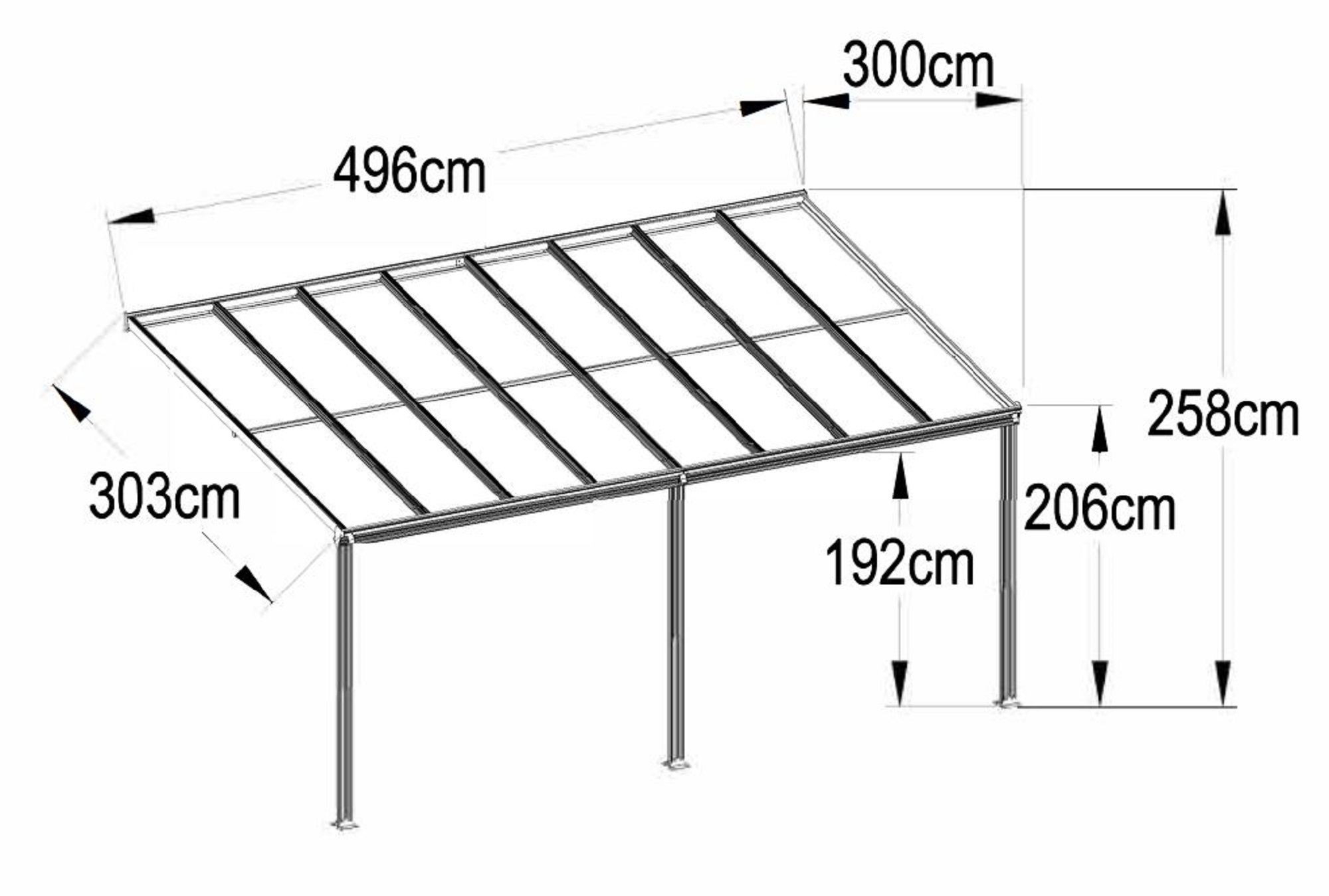 Terrassetak Jim - Hvit - 300 x 495 cm Terrassetak Jim - Hvit - 300 x 495 cm