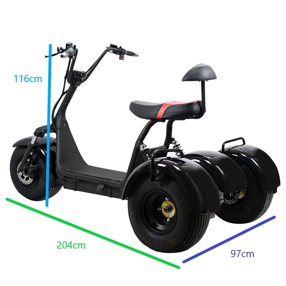 Elscooter Trehjuling - CityCoco 1200W + Lås kjede Elscooter Trehjuling - CityCoco 1200W + Lås kjede