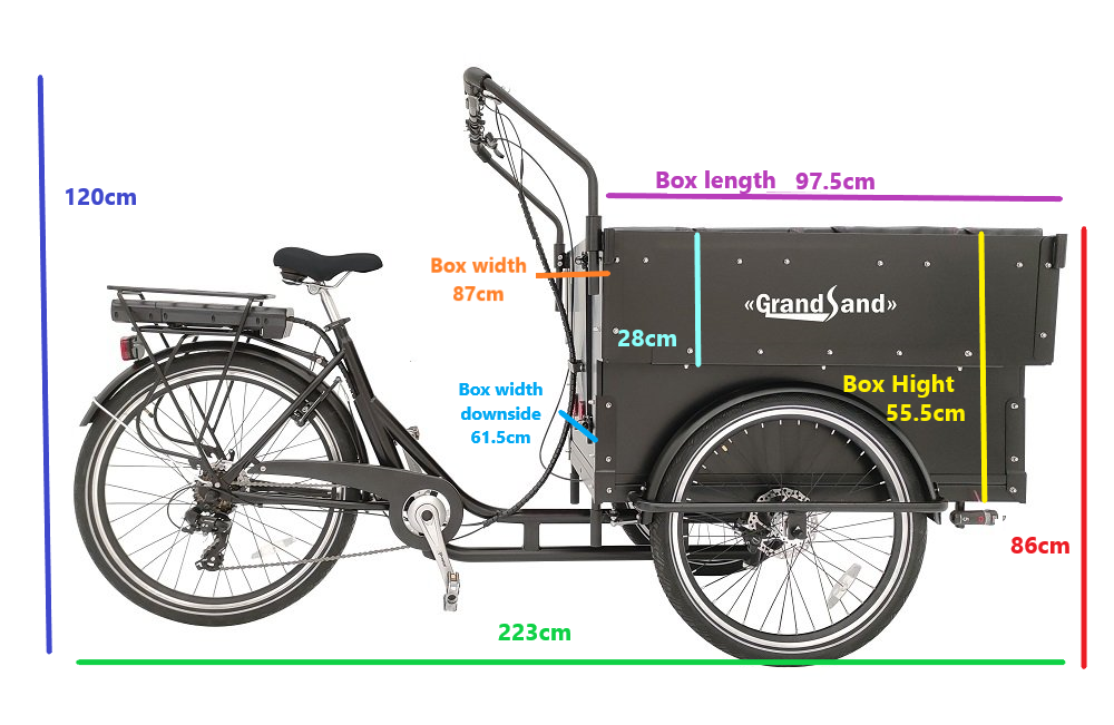 Lastesykkel med plass til 6 barn - 250W + Reflekterende sele Lastesykkel med plass til 6 barn - 250W + Reflekterende sele