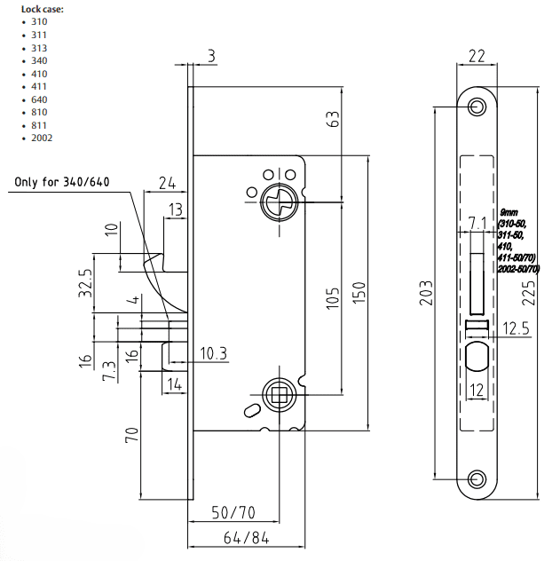 Låshus ASSA ABLOY 2002-50 - Venstre Låshus ASSA ABLOY 2002-50 - Venstre
