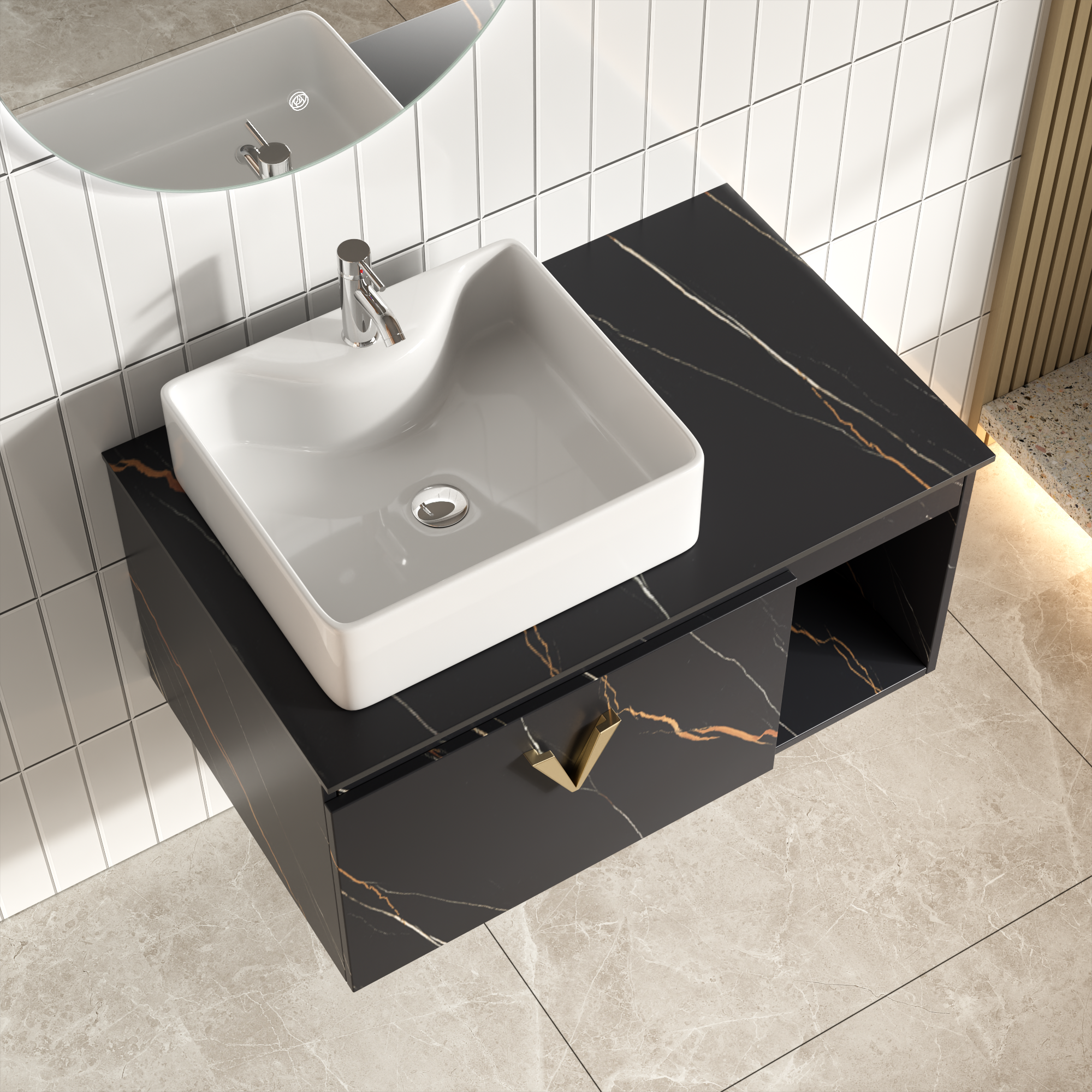 Baderomsm�bler Luxe - Gr� & Messing
