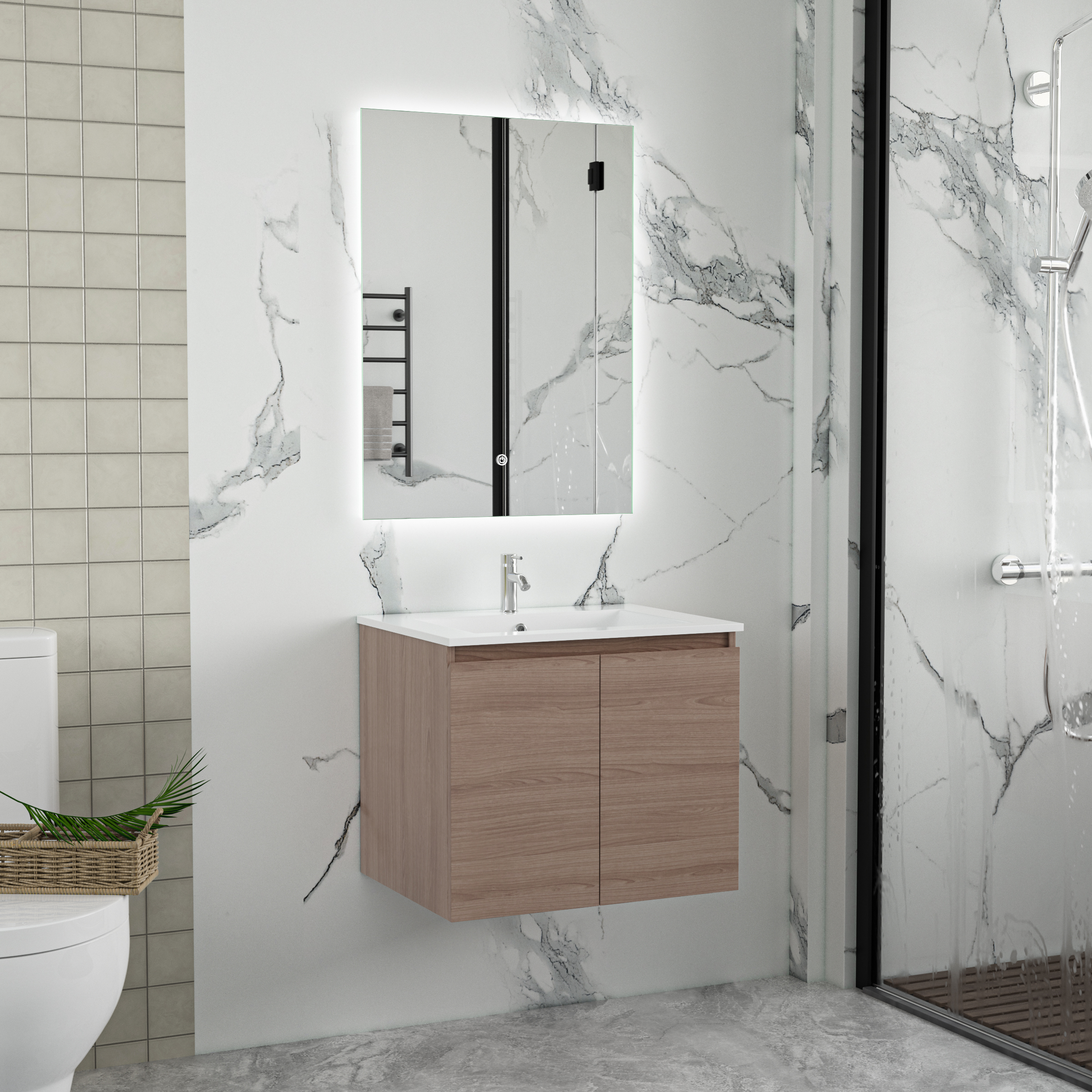 Baderomsm�bler Stockholm 60 cm - M�rk treimitasjon