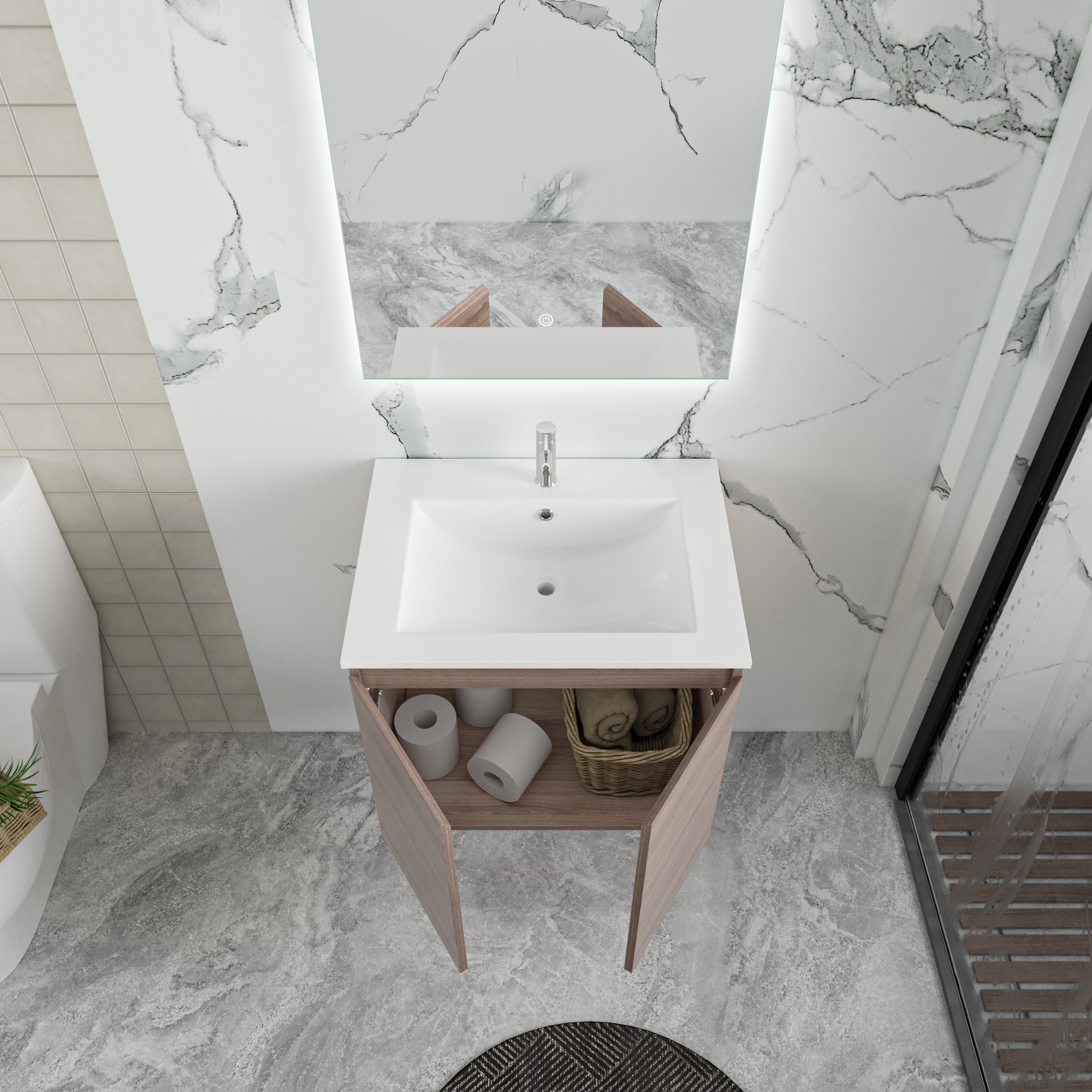 Baderomsm�bler Stockholm 60 cm - M�rk treimitasjon