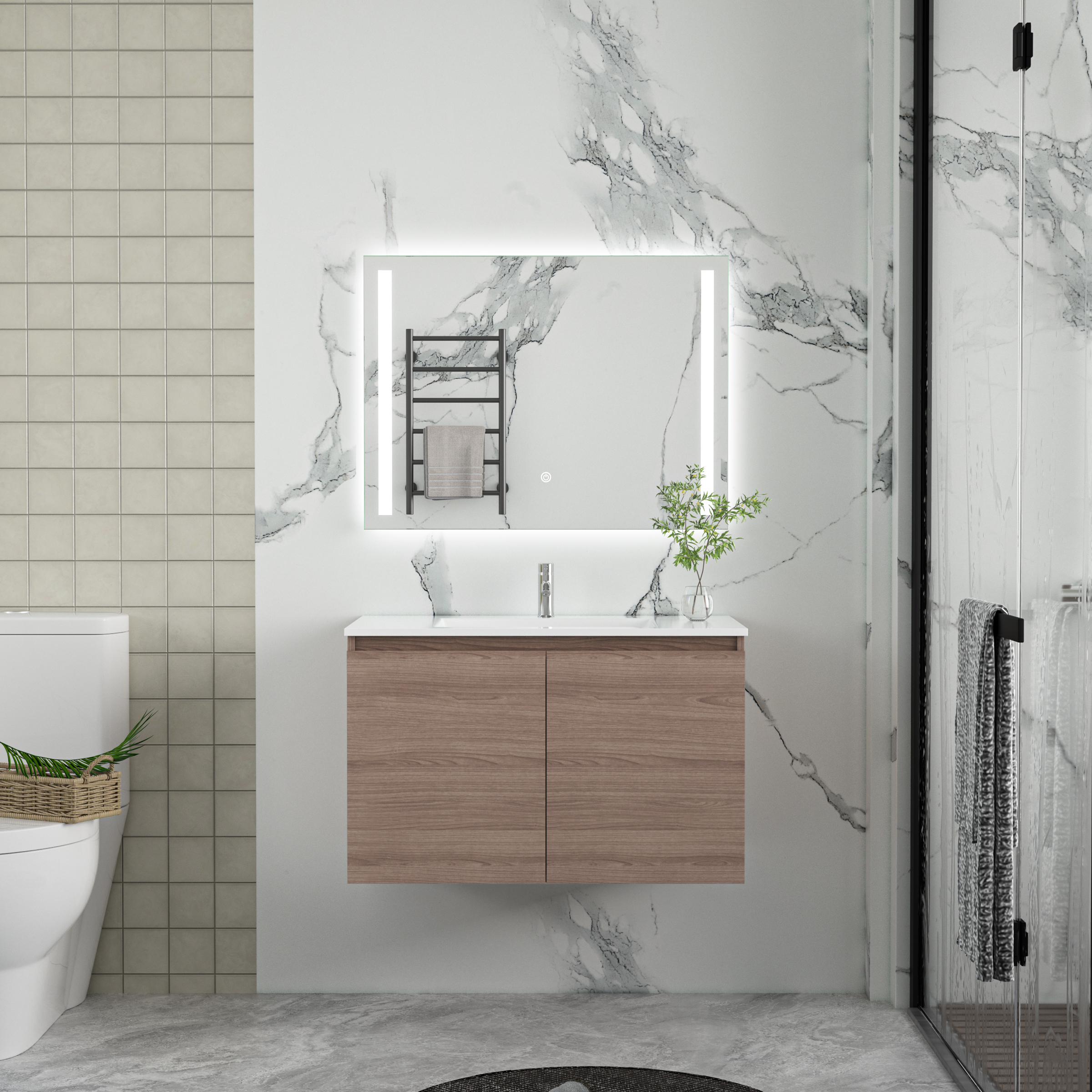 Baderomsm�bler Stockholm 80 cm - M�rk treimitasjon