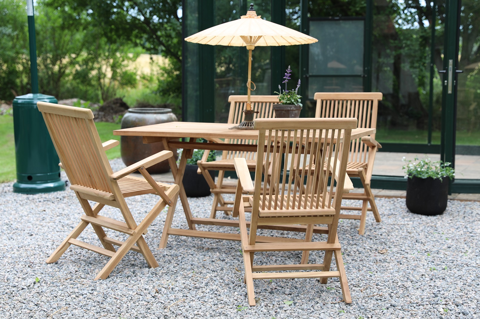 Salt� uteservering spisebord 120x70 cm med 4 Salt� lenestoler - Teak