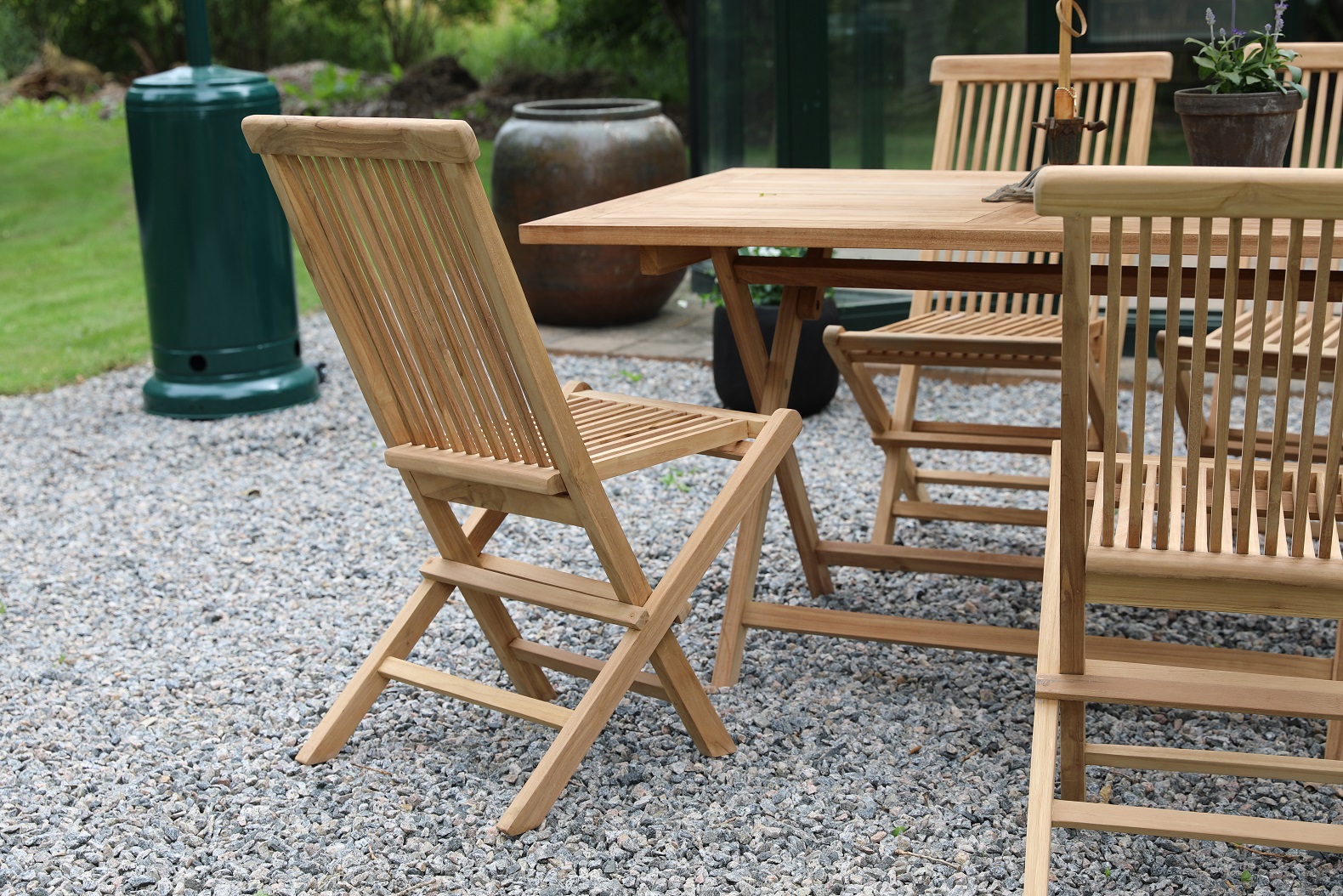 Salt� uteservering gruppe spisebord 120x70 cm med 4 Salt� spisestuestoler - Teak