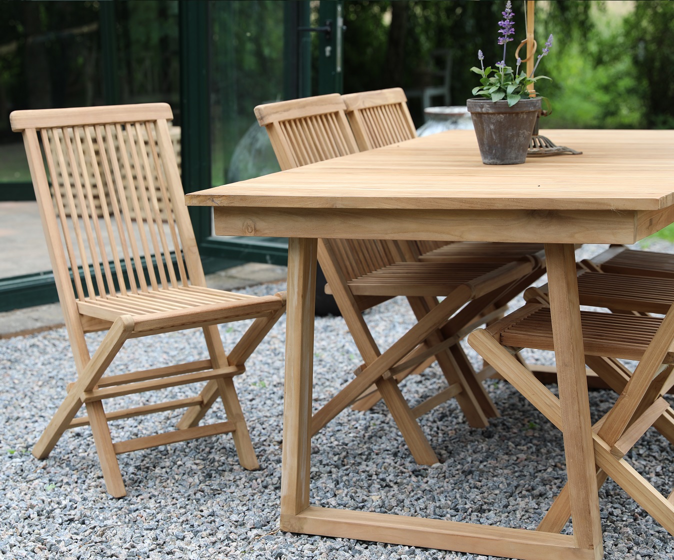 Salt� uteservering spisebord 180x100 cm med 6 Salt� spisestoler - Teak