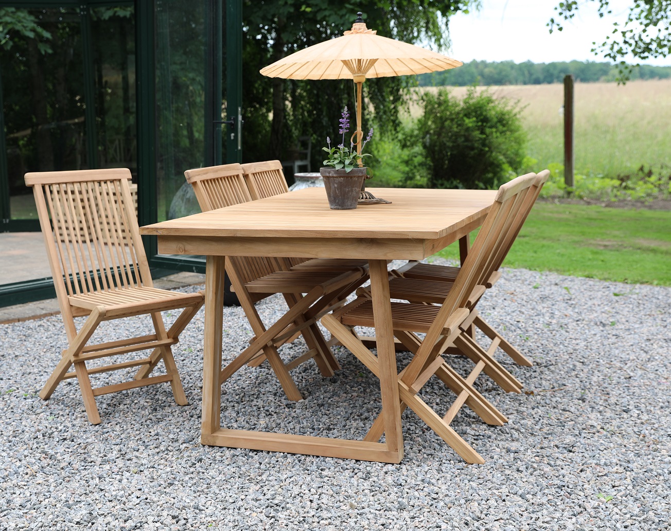 Salt� uteservering spisebord 180x100 cm med 6 Salt� spisestoler - Teak