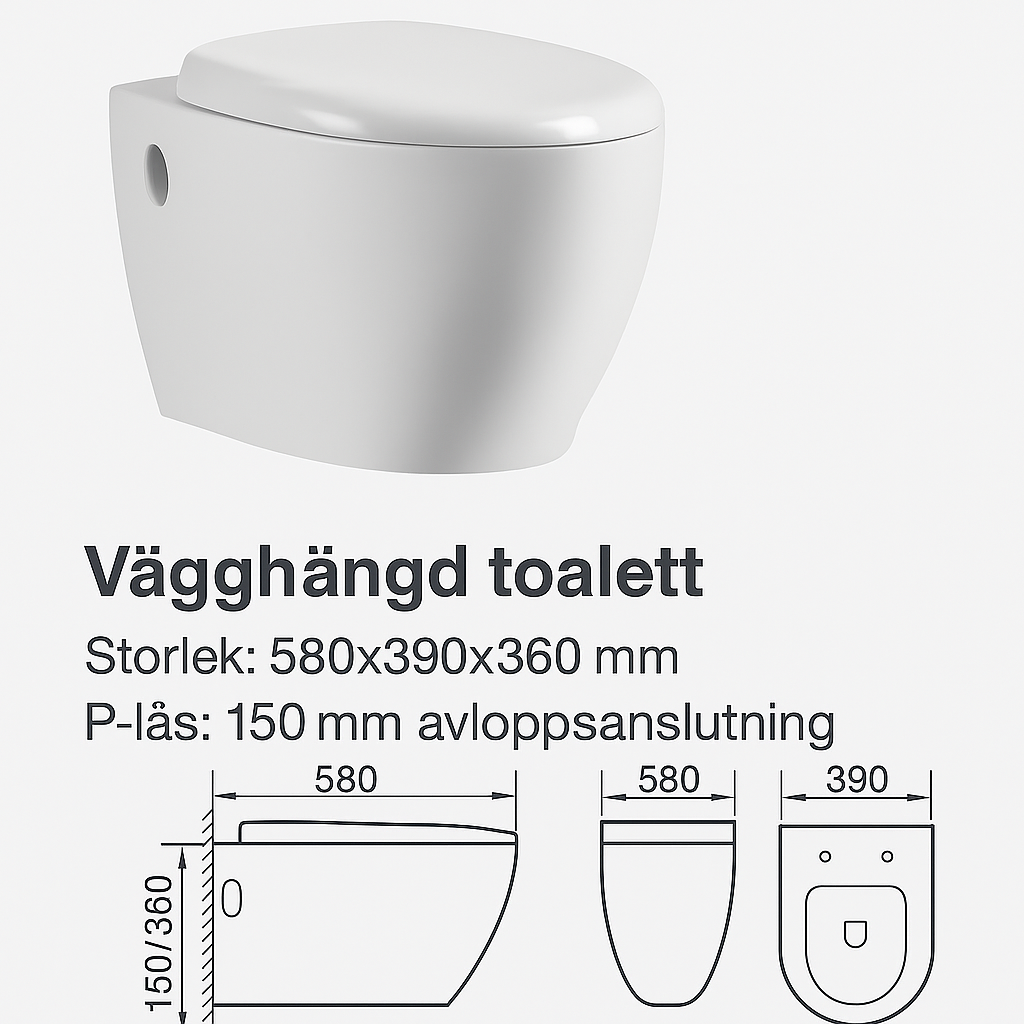 Vegghengt toalett Solin - Hvit Vegghengt toalett Solin - Hvit
