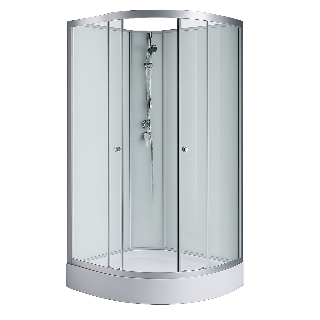 Dusjkabinett - Vel�r | 90�90 cm | Hvitt glass og massasjedyser