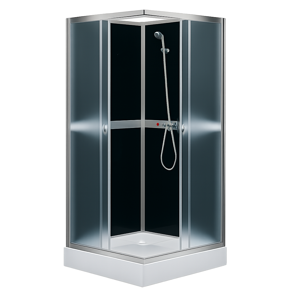 Dusjkabinett - Liris 90 | 90�90 cm | Hvit bakside av glass og aluminiumsprofil