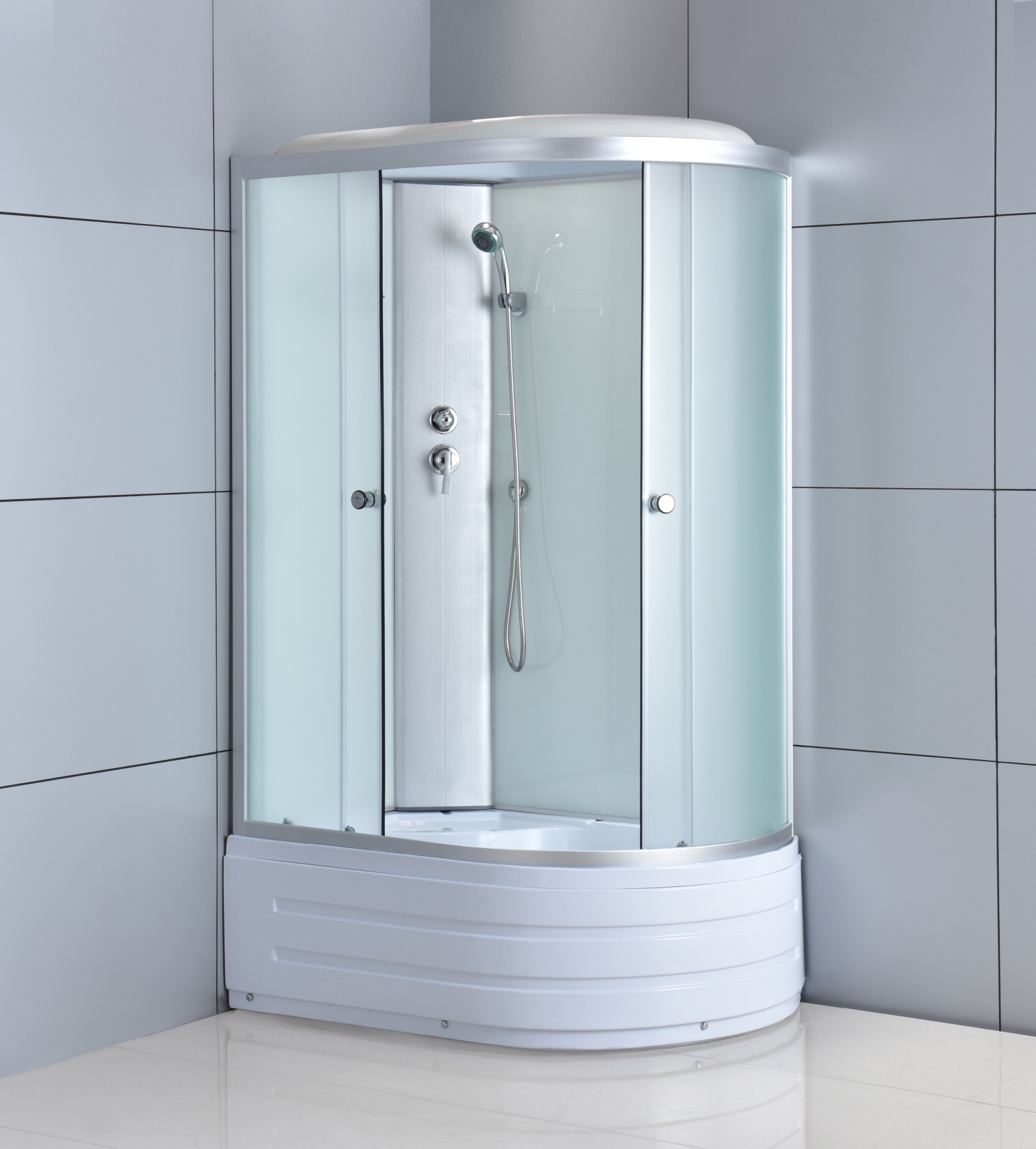 Dusjkabinett - Nereida | 120�80 cm | Hvitt glass og massasjedyser