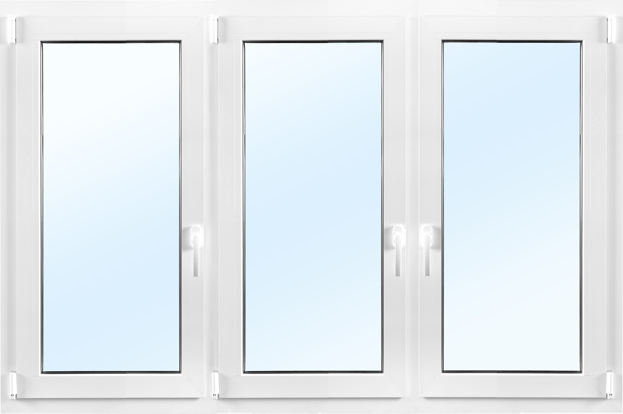 Vindu PVC Sidehengslet 3-lags - 3-Rams Innadslående - U-verdi 0,96 + Ramme ermer Vindu PVC Sidehengslet 3-lags - 3-Rams Innadslående - U-verdi 0,96 + Ramme ermer