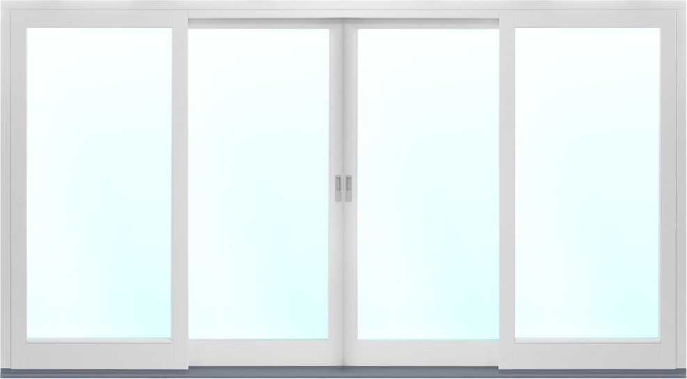 4-delt fasadeparti i tre med skyvedører - 3-lags glass + Ramme ermer 4-delt fasadeparti i tre med skyvedører - 3-lags glass + Ramme ermer