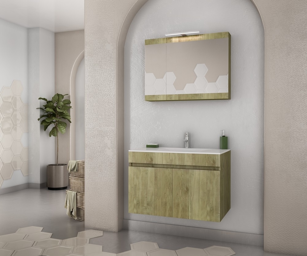 Møbelpakke Magnolia gullfarget 75 med porselensservant Møbelpakke Magnolia gullfarget 75 med porselensservant