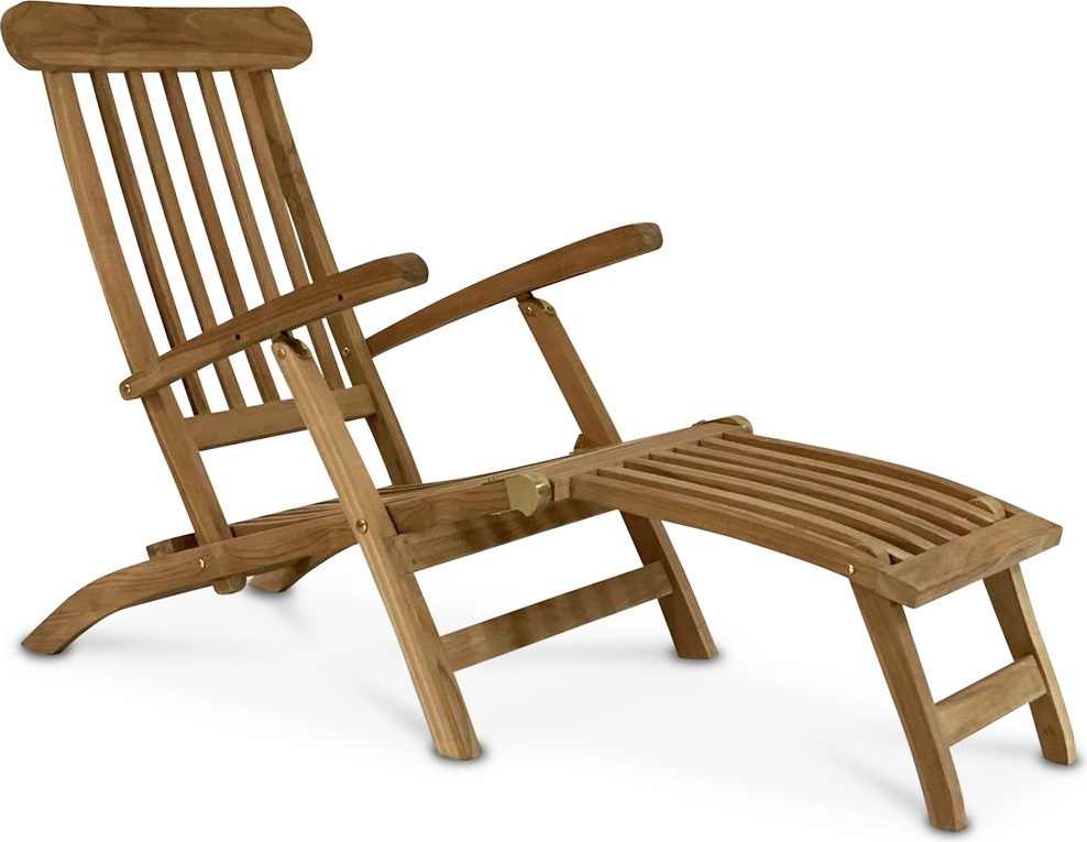 Salt dekkstol med innebygget fotsttte - Teak