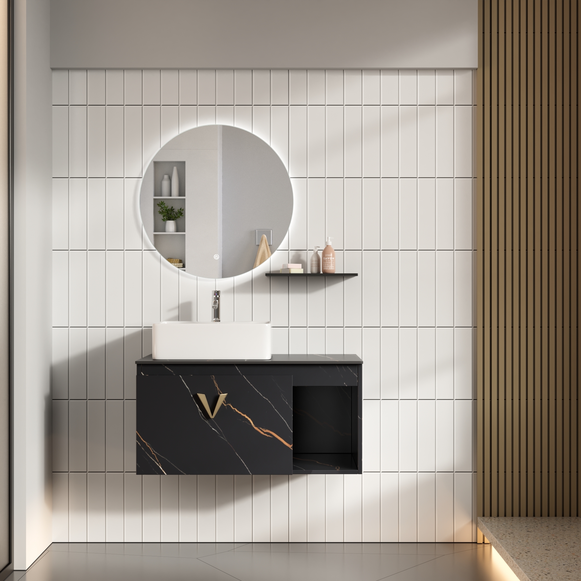 Baderomsm�bler Luxe - Gr� & Messing