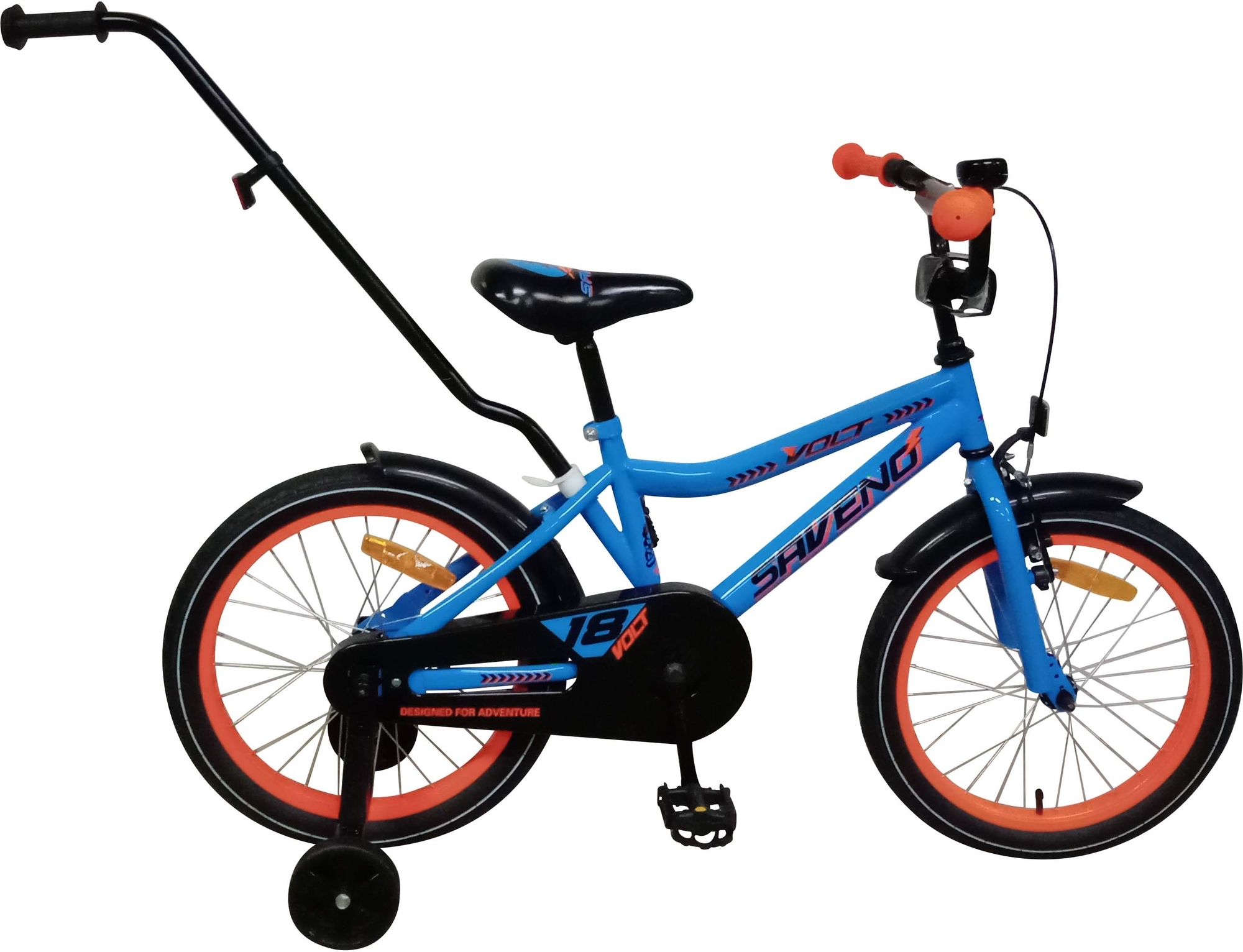 Barnesykkel Volt 18" - Bl�/oransje + L�s kjede