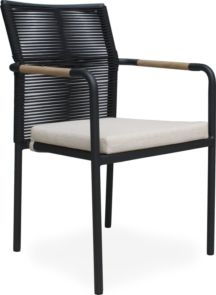 Skan�r lenestol i svart tau - Sort/Teak
