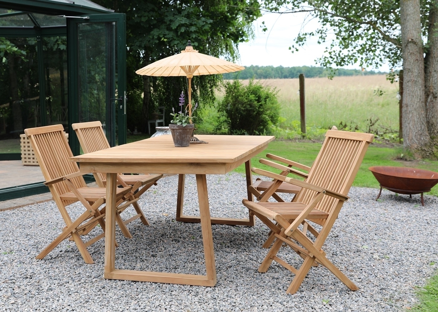Salt� uteservering spisebord 180x100 cm med 4 Salt� lenestoler - Teak
