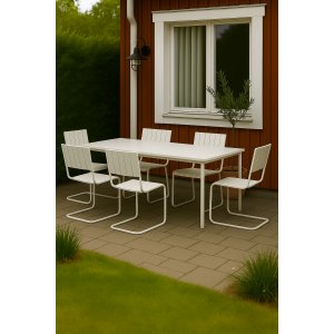 Spisegruppe Holmsund bord 120x80 cm med 6 stoler - Hvit Spisegruppe Holmsund bord 120x80 cm med 6 stoler - Hvit