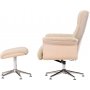 Lenestol med fotskammel Hag�n - beige teddy hvitvasket