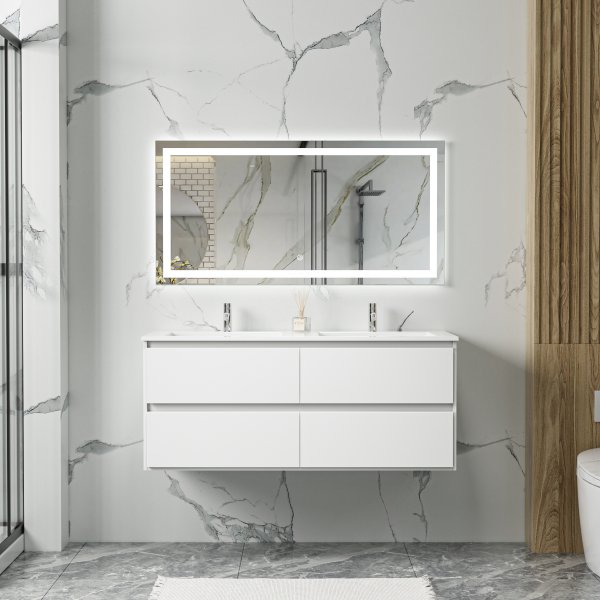 Baderomsmbler Florence 120 cm - Hvit + 2.00 x Baderomskrok