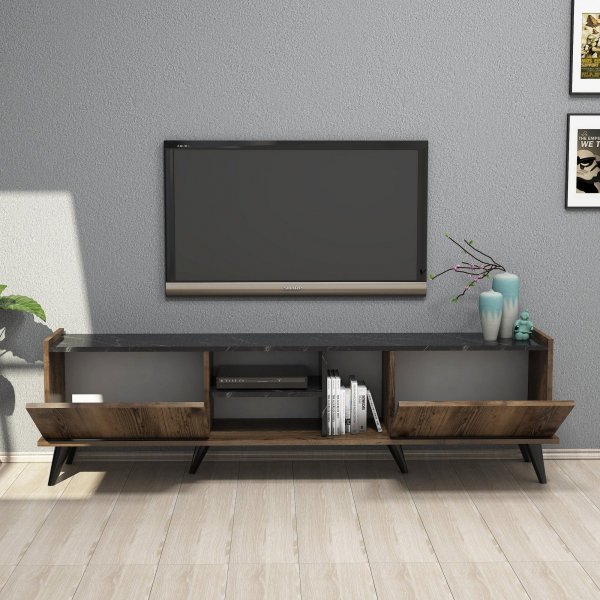 Elegant TV-stativ 180 cm - Valnøtt/svart Elegant TV-stativ 180 cm - Valnøtt/svart