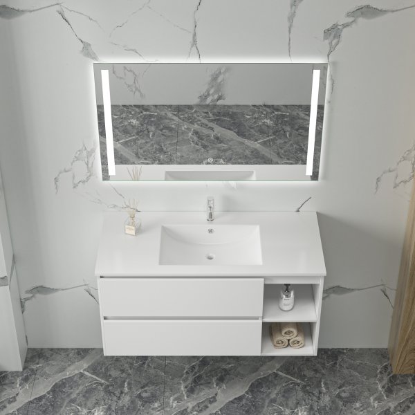 Baderomsmbler Florence 100 cm - Hvit + Toalettpapirholder