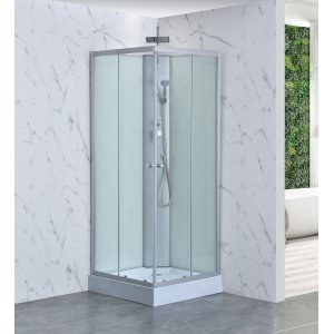 Dusjkabinett 90�90x205 cm | Hvitt glass og massasjefunksjon | Aether