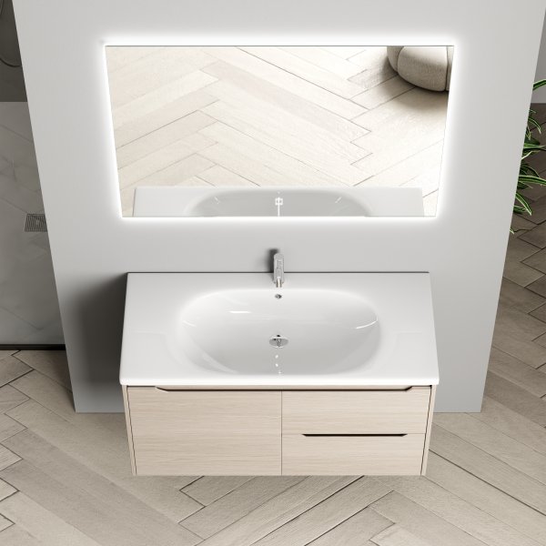 Baderomsmbel Vega 100 cm - Lys treimitasjon