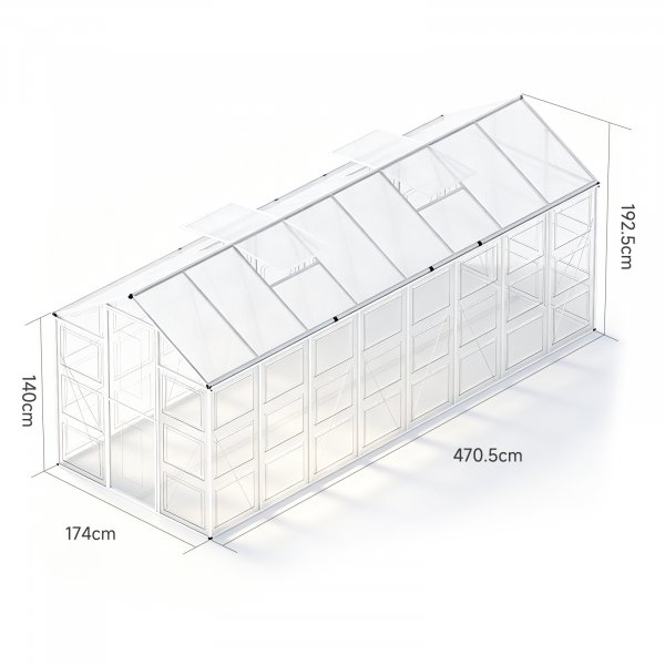 Drivhus Harmony Gardeney 8,7 m� frittst�ende aluminiums-polykarbonat