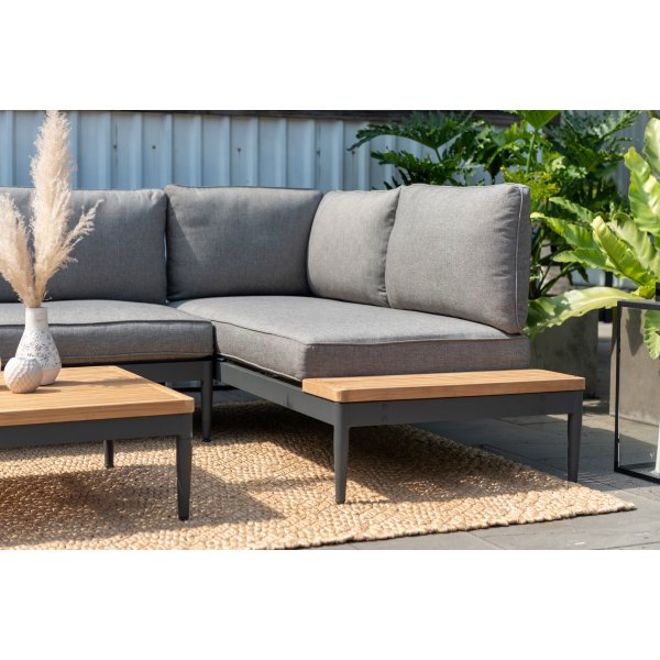 Livsstil Hage Topaz salonggruppe med divan - Grå/teak Livsstil Hage Topaz salonggruppe med divan - Grå/teak