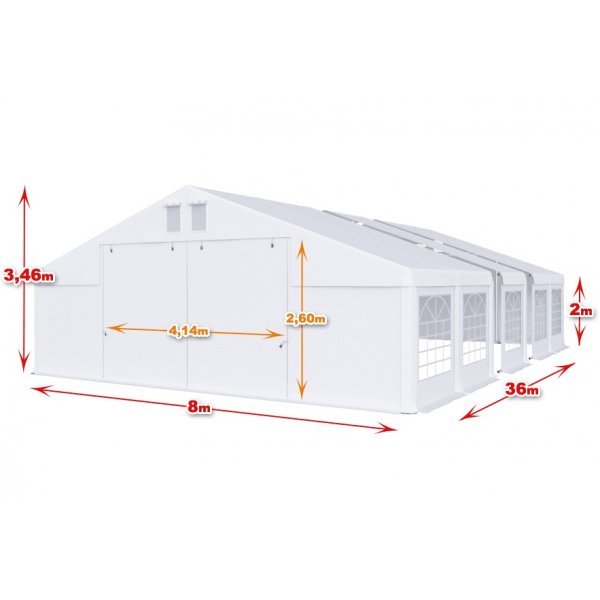 Partytelt i PVC - 8 x 36 m