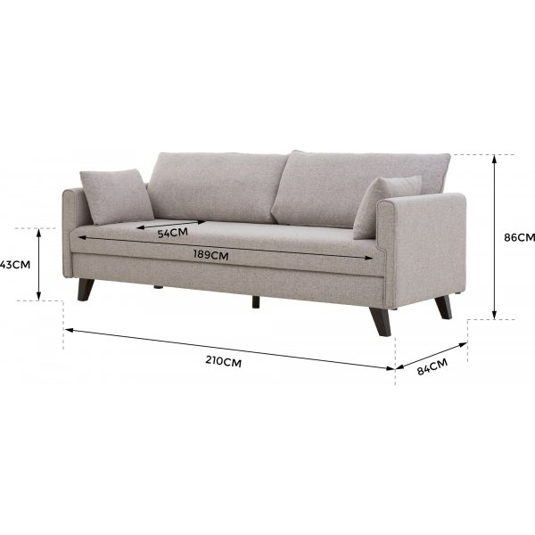 Sovesofa 210 cm beige - Bella Sovesofa 210 cm beige - Bella