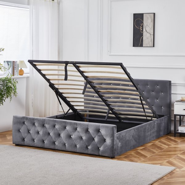 Sengeramme i gr� fl�yel 180 x 200 cm - Dubai