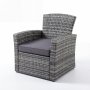 Loungegruppe 4 personer med sofa, 2 lenestoler og bord i herdet glass - Gr� utem�belgruppe for balkong og terrasse