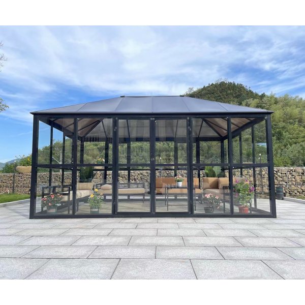 Drivhus Jupiter med herdet glass - 12,8 m + Drivhusrengjring