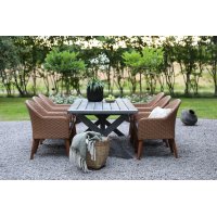 Oxford utegruppe, grått bord 220 cm inkl. 6 stk. valetta naturfargede spisestoler Oxford utegruppe, grått bord 220 cm inkl. 6 stk. valetta naturfargede spisestoler