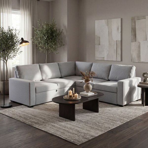 Hjørnesofa Belissa med sengefunksjon og oppbevaring - 235x235 cm - mørkegrå Hjørnesofa Belissa med sengefunksjon og oppbevaring - 235x235 cm - mørkegrå